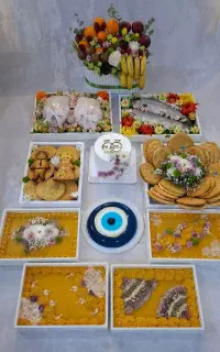 پاتختی عروس میوه آرایی حلوا ژله صبحی عروس