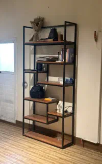 قفسه کتاب دکوری فلزی و چوب