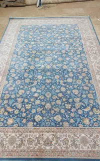 فرش امیرزاده دوتا 6متری ابی کاربنی هزارودویست شانه