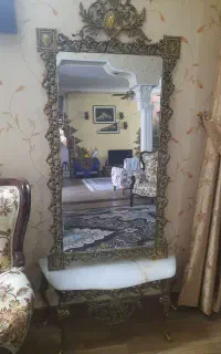 آینه و شمعدان برنز اصل
