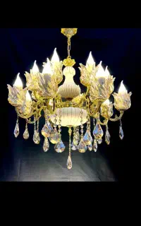 شانزده شعله روشنایی لوستر بازار مبل نعمت آباد برنج