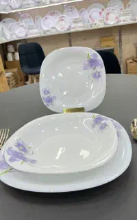 سرویس آرکوپال ۶ نفره ۲۶ پارچه طرح ساینا بنفش مربع