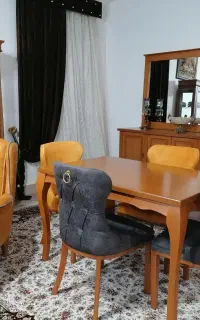 نهار خوری چهار نفره رنگ طوسی وزرد