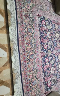 یک جفت قالی کرمانی زمینه سرمه ای سالم قدمت 40سال