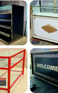 میز پیشخوان ویترین کانتر دخل قفسه طبقه دکور فلزMDF