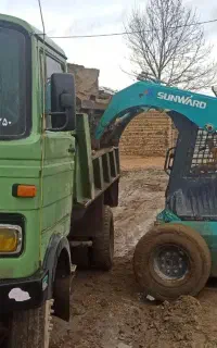 آجر.ماسه.خاک.حمل نخاله با خاور کمپرسی و لودر