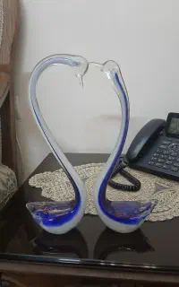 مجستمه قو کیریستال همراه با گرده طلا