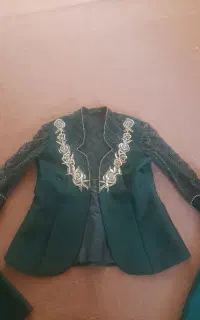 کت و دامن ساتن سبز