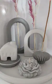 دکوری تزئینی سنگ مصنوعی گلدان و جاشمعی
