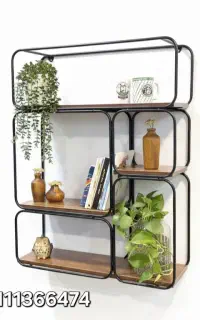 شلف چوب و فلز منیمال قابلیت نصب به دیوار