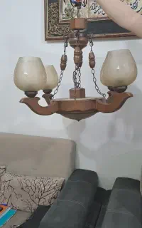 لوستر ۴شاخه چوبی