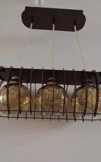 لوستر سه شعله چوبی شیک وسالم