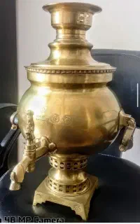 سماور ذغالی آنتیک وظروف مسی قدیمی کلکسیونی