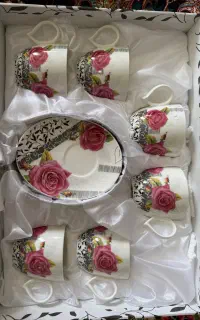 ست ۶ نفره موکا خوری چینی کاملا نو با جعبه کادویی