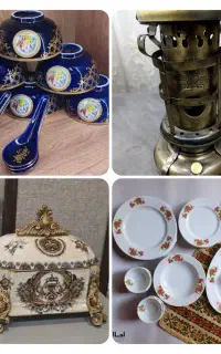 اجناس آنتیک و چینی گل سرخی و قدیمی