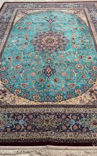 جفت قالی ۹ متری تک خفتی اصفهان کف ابریشم نو