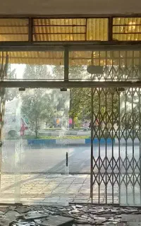 درب کشویی آهنی مغازه+شیشه سکوریت