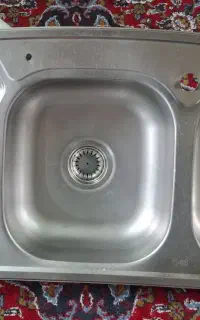 سینک دو لگن استیل همراه با اتصالات کامل