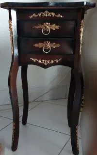 میز تلفن چوب کلاسیک دو کشو