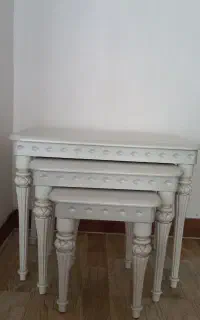 میز عسلی سه تکه سفید