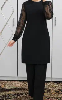 شومیز مشکی مجلسی آستین گیپور  شیک و خاص