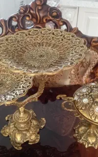 شیرینی خوری سه طبقه برنز وقندان برنز