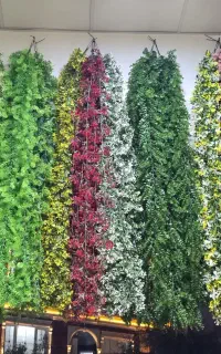 انواع ریسه و آویز بوته گل گیاه مصنوعی شمشاد وشکوفه