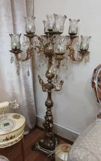 لوستر کنار سالنی برنز+لوستر ۲ شعله دیواری برنز