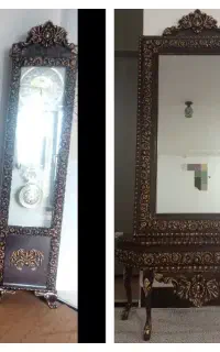 آیینه و کنسول و ساعت ایستاده
