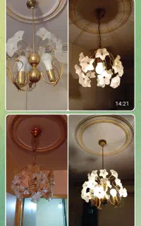چهارعدد لوسترسقفی برنجی کریستال
