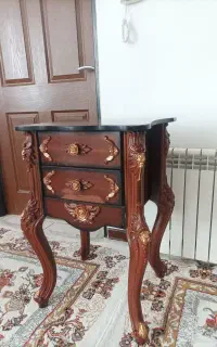 میز تلفن کلاسیک چوبی منبت کاری شده