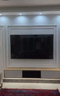 اجرای تخصصی گچبری قاب بندی دیوارابزارزنی(تی وی وال