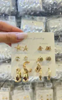 پک گوشواره طلایی ردگل 7عددی