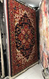 فرش ساوین طرح هریس سرمه ای