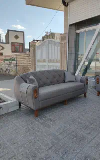 مبل راحتی کم جا رنگ بندی طوسی روشن
