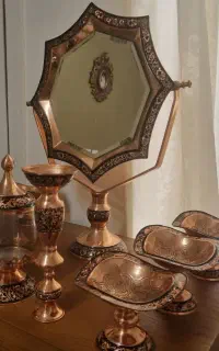 ست هفت سین مسی قلم کاری شده . بسیار با کیفیت
