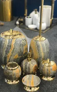 ست ۷ پارچه سرویس بهداشتی سنگ طبیعی خاص لوکس روشویی
