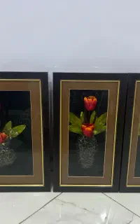 سه عدد قاب با گل برجسته