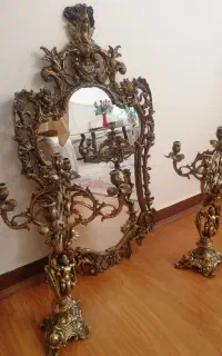 آینه شمعدان برنز