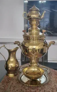ست سماور زغالی برنجی(۶ لیتری)