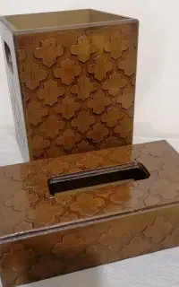 جای دستمال وسطل چوبی