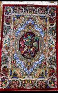 فرش تمام ابریشم قم ۸۰رج