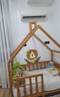 تخت کلبه مونتسوری چوب راش همراه تشک آک
