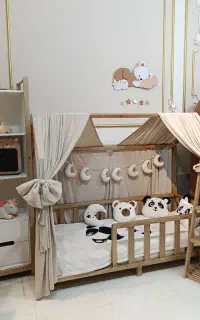 سرویس خواب نوزاد و نوجوان تخت کلبه زاویه بغل