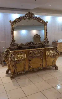 آینه کنسول چوبی خمره ای