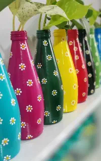 گلدان شیشه ای طرح بابونه