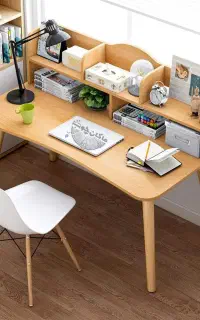 میز تحریر / لب تاپ پایه چوبی کتابخانه دار مدل AZAR