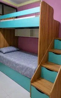 تخت دو طبقه بزرگسال بهمراه تخت کشویی مهمان