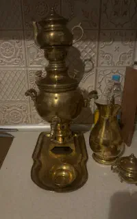 ست سماور زغالی برنجی