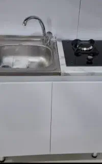 ست کابینت اجاق گاز رومیزی دو شعله با سینک تک لگن